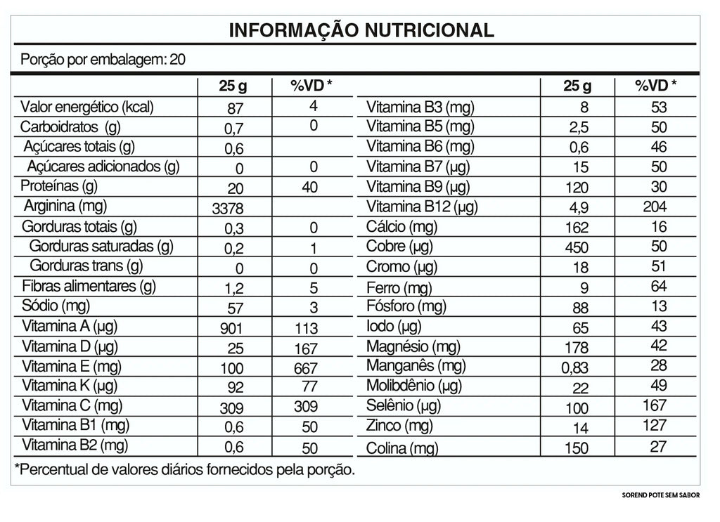 Pholias Sorend Suplemento Alimentar Em Pó Sem Sabor 500g